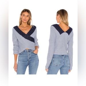 Superdown Lanah Wrap Sweater in Blue Multi
